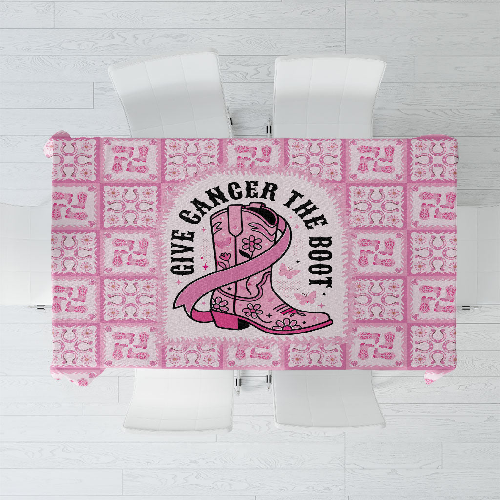 Give Cancer The Boot Pink Cowgirl Tablecloth Hawaiian Paniolo Mixed Quilt Pattern Style LT9 Pink - Polynesian Pride
