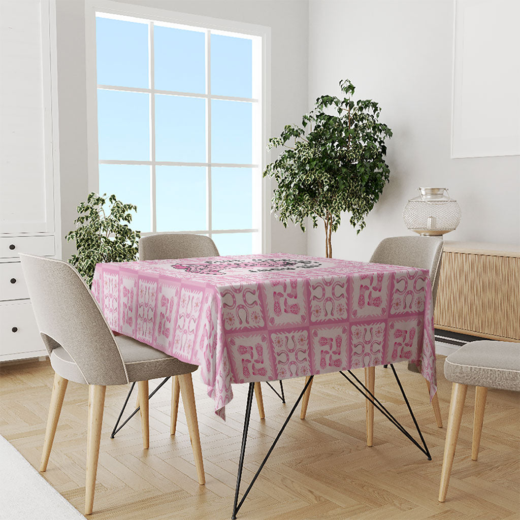 Give Cancer The Boot Pink Cowgirl Tablecloth Hawaiian Paniolo Mixed Quilt Pattern Style