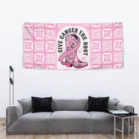 Give Cancer The Boot Pink Cowgirl Tapestry Hawaiian Paniolo Mixed Quilt Pattern Style