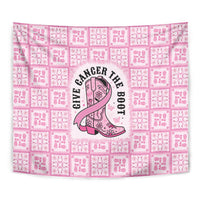Give Cancer The Boot Pink Cowgirl Tapestry Hawaiian Paniolo Mixed Quilt Pattern Style