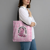 Give Cancer The Boot Pink Cowgirl Tote Bag Hawaiian Paniolo Mixed Quilt Pattern Style