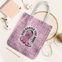 Give Cancer The Boot Pink Cowgirl Tote Bag Hawaiian Paniolo Mixed Quilt Pattern Style