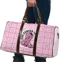 Give Cancer The Boot Pink Cowgirl Travel Bag Hawaiian Paniolo Mixed Quilt Pattern Style