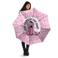 Give Cancer The Boot Pink Cowgirl Umbrella Hawaiian Paniolo Mixed Quilt Pattern Style