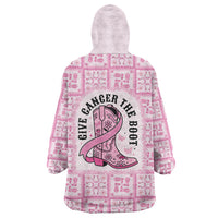 Give Cancer The Boot Pink Cowgirl Wearable Blanket Hoodie Hawaiian Paniolo Mixed Quilt Pattern Style