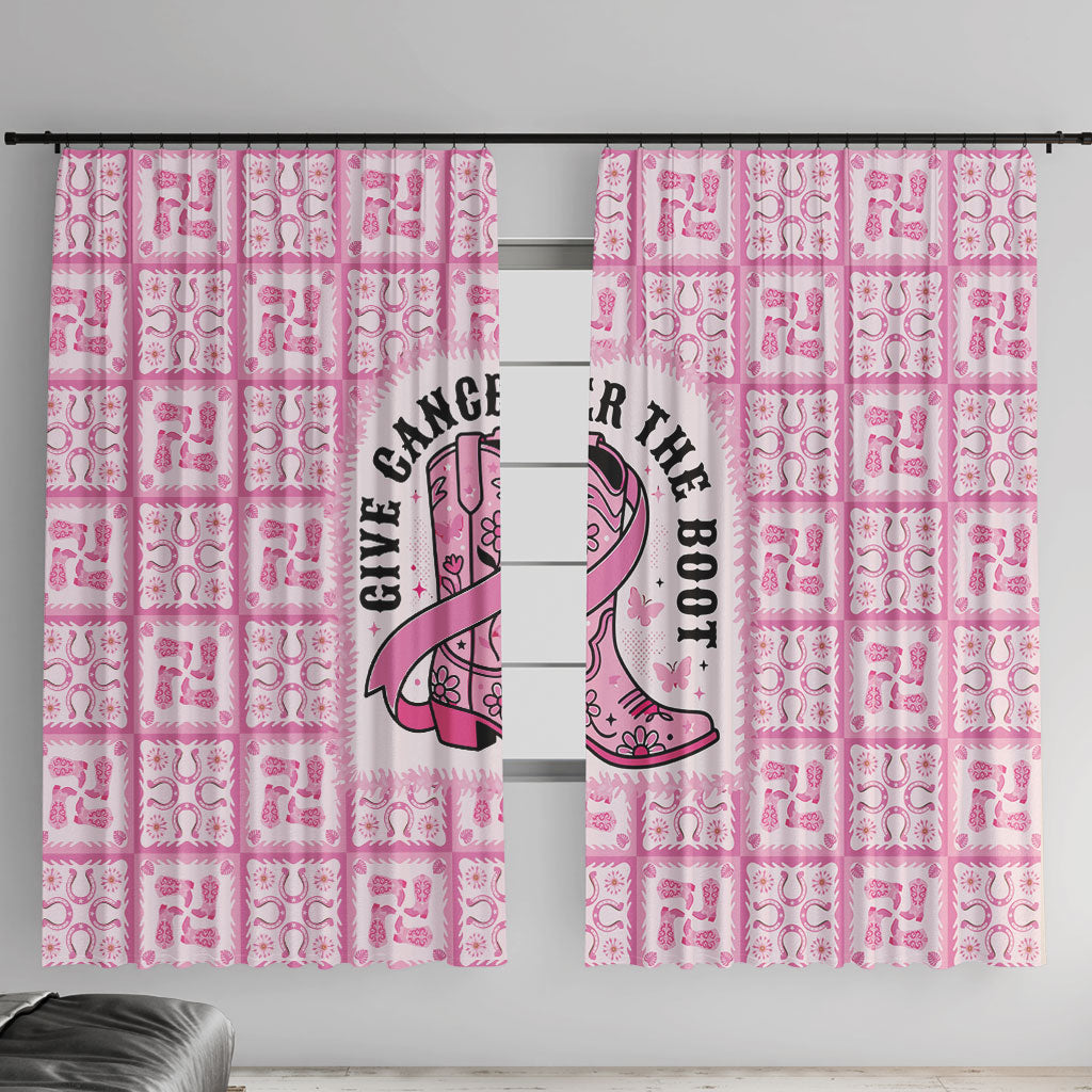 Give Cancer The Boot Pink Cowgirl Window Curtain Hawaiian Paniolo Mixed Quilt Pattern Style LT9 With Hooks Pink - Polynesian Pride