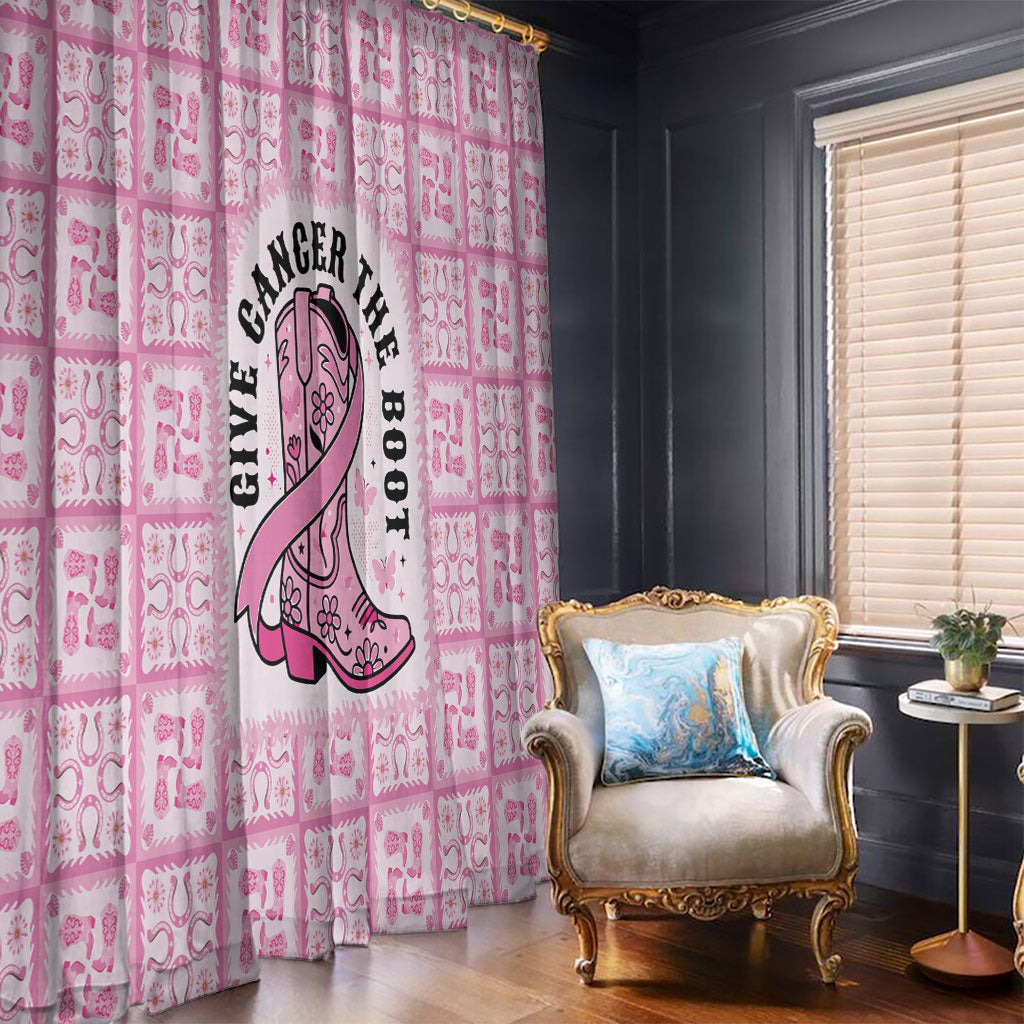 Give Cancer The Boot Pink Cowgirl Window Curtain Hawaiian Paniolo Mixed Quilt Pattern Style
