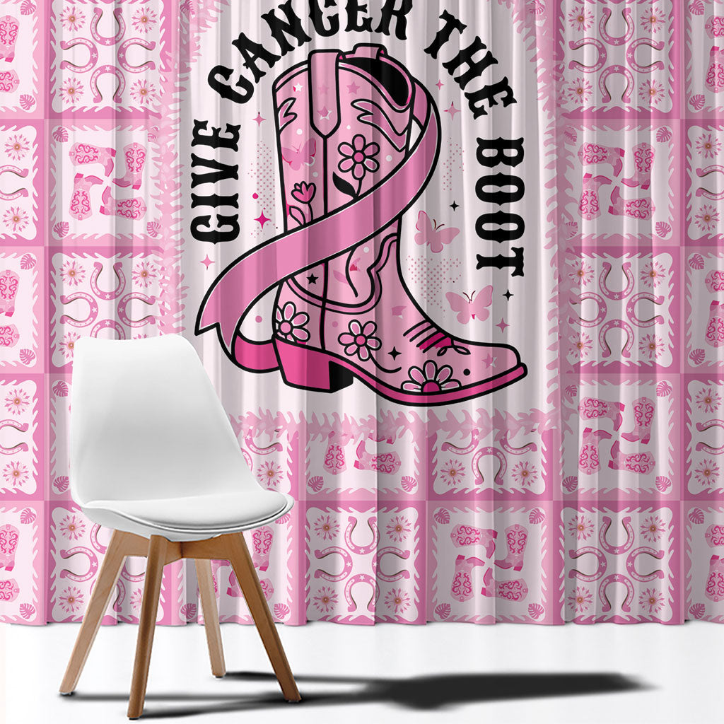 Give Cancer The Boot Pink Cowgirl Window Curtain Hawaiian Paniolo Mixed Quilt Pattern Style