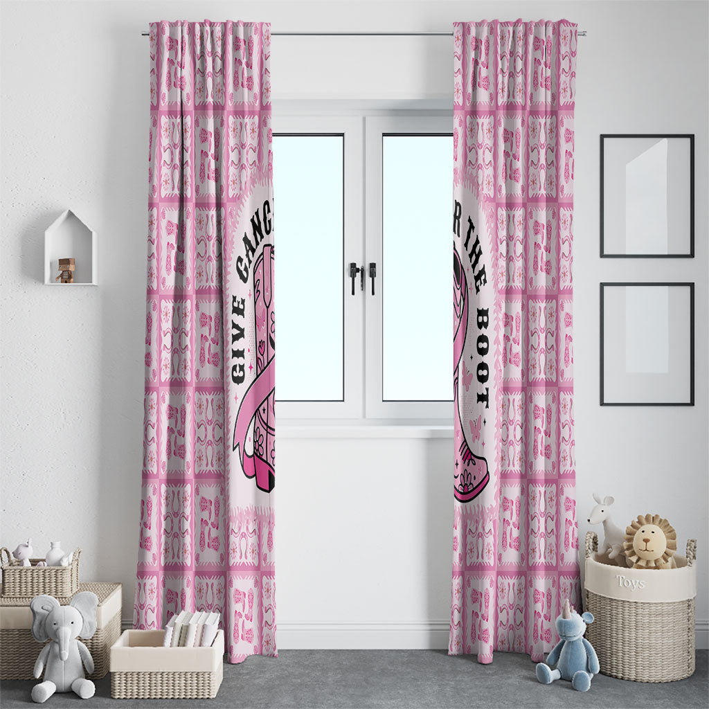 Give Cancer The Boot Pink Cowgirl Window Curtain Hawaiian Paniolo Mixed Quilt Pattern Style
