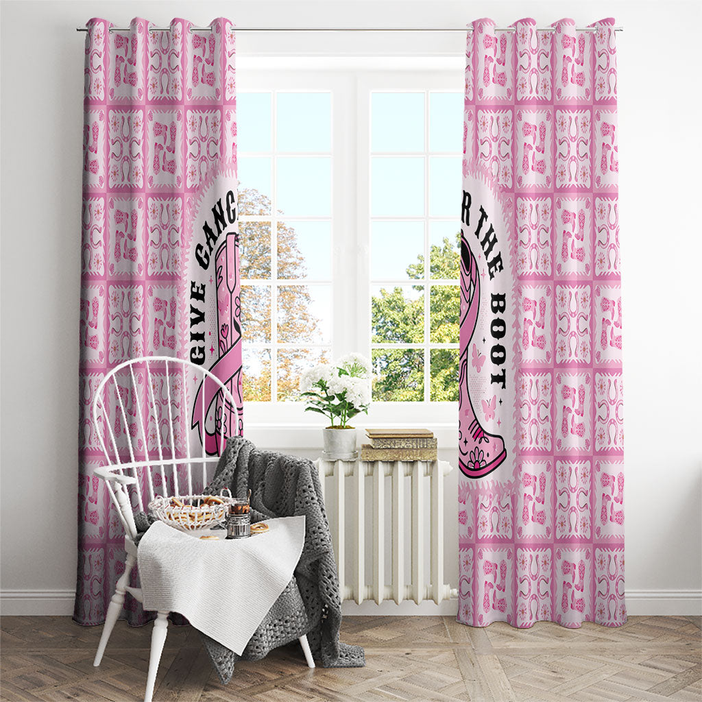 Give Cancer The Boot Pink Cowgirl Window Curtain Hawaiian Paniolo Mixed Quilt Pattern Style