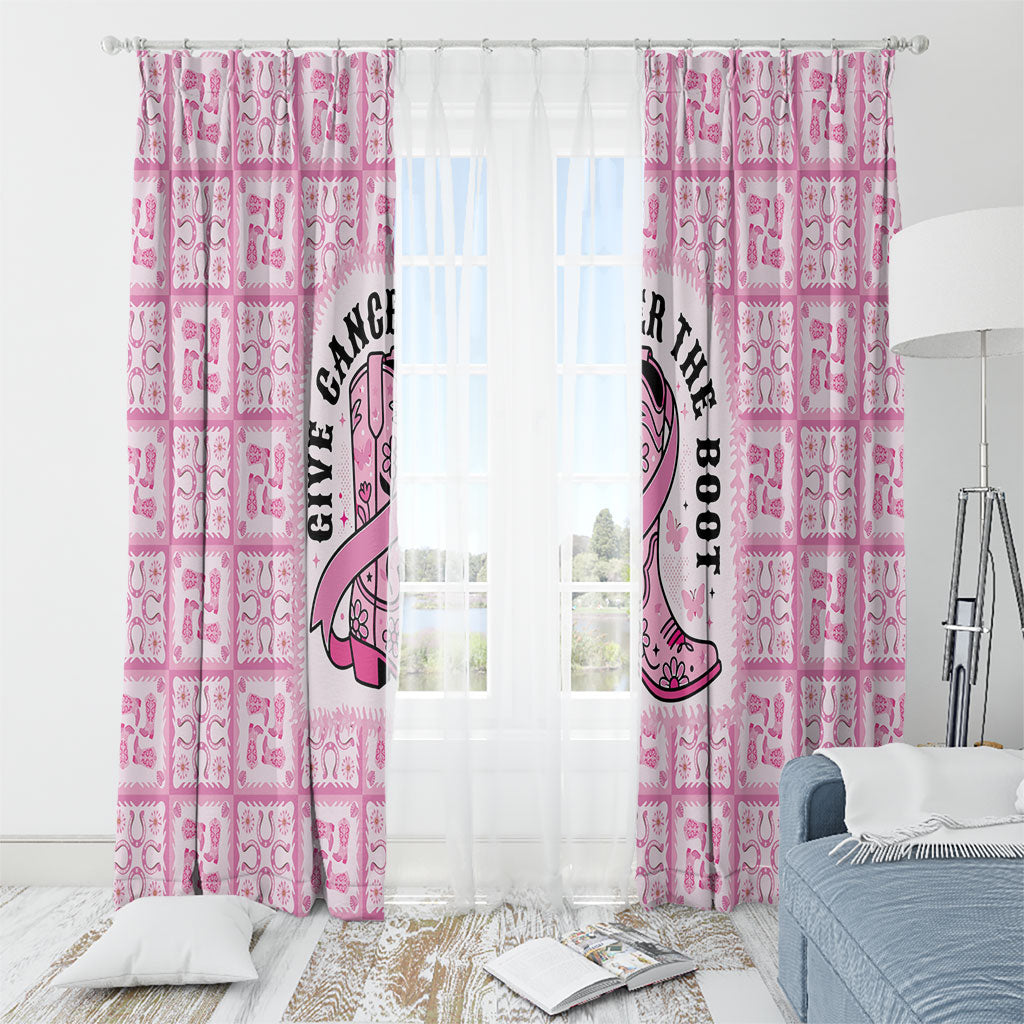 Give Cancer The Boot Pink Cowgirl Window Curtain Hawaiian Paniolo Mixed Quilt Pattern Style