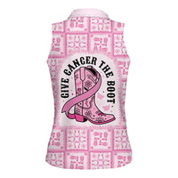 Give Cancer The Boot Pink Cowgirl Women Sleeveless Polo Shirt Hawaiian Paniolo Mixed Quilt Pattern Style