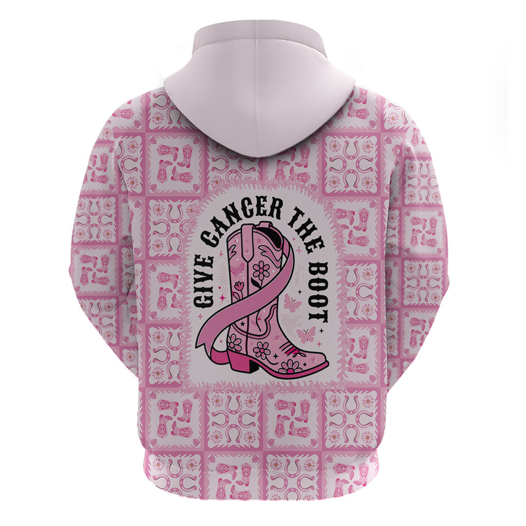 Give Cancer The Boot Pink Cowgirl Zip Hoodie Hawaiian Paniolo Mixed Quilt Pattern Style