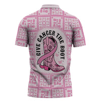 Give Cancer The Boot Pink Cowgirl Zipper Polo Shirt Hawaiian Paniolo Mixed Quilt Pattern Style
