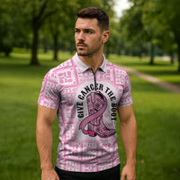 Give Cancer The Boot Pink Cowgirl Zipper Polo Shirt Hawaiian Paniolo Mixed Quilt Pattern Style