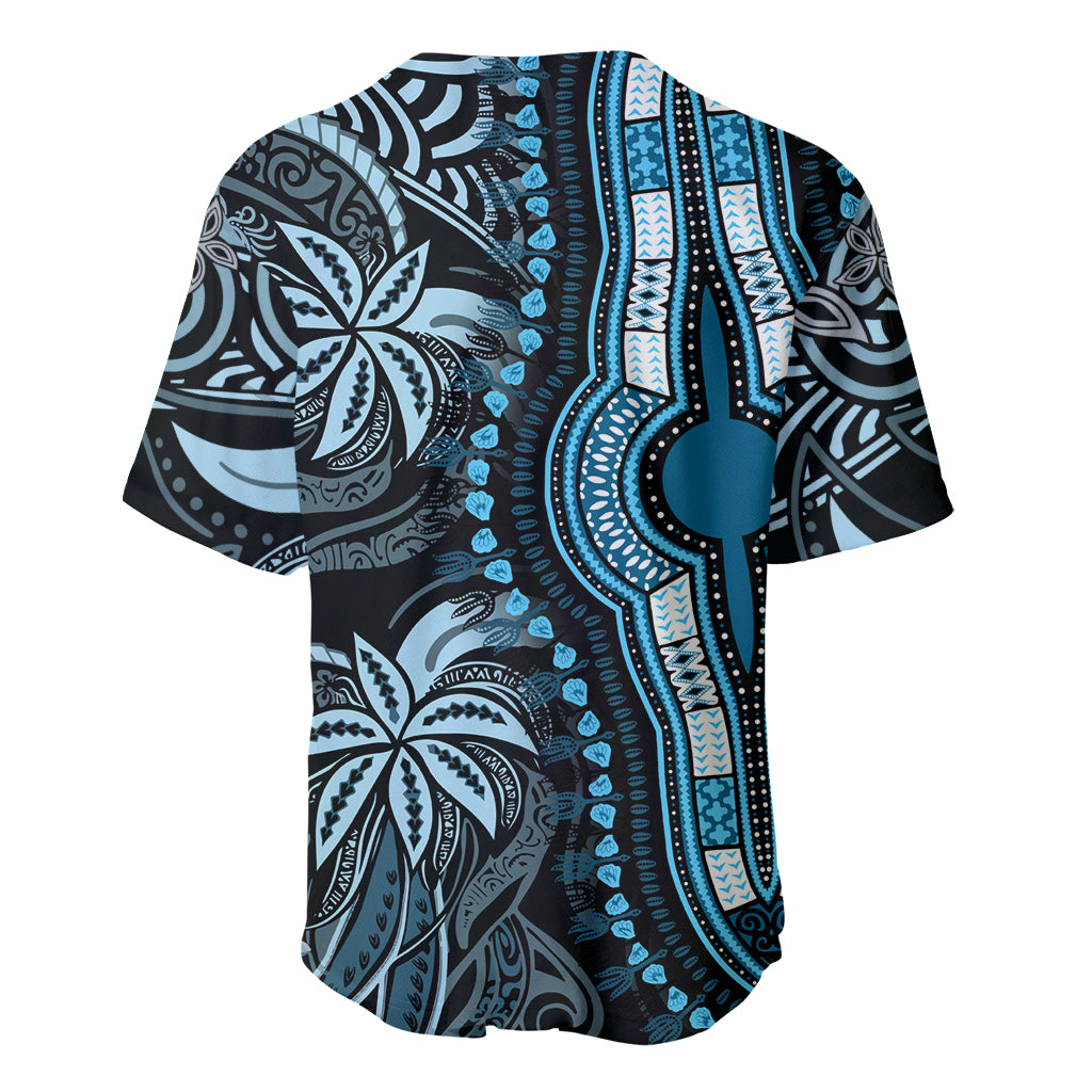 Polynesia Dashiki Baseball Jersey Polynesia and Africa Traditional Special Together Blue LT9 - Polynesian Pride