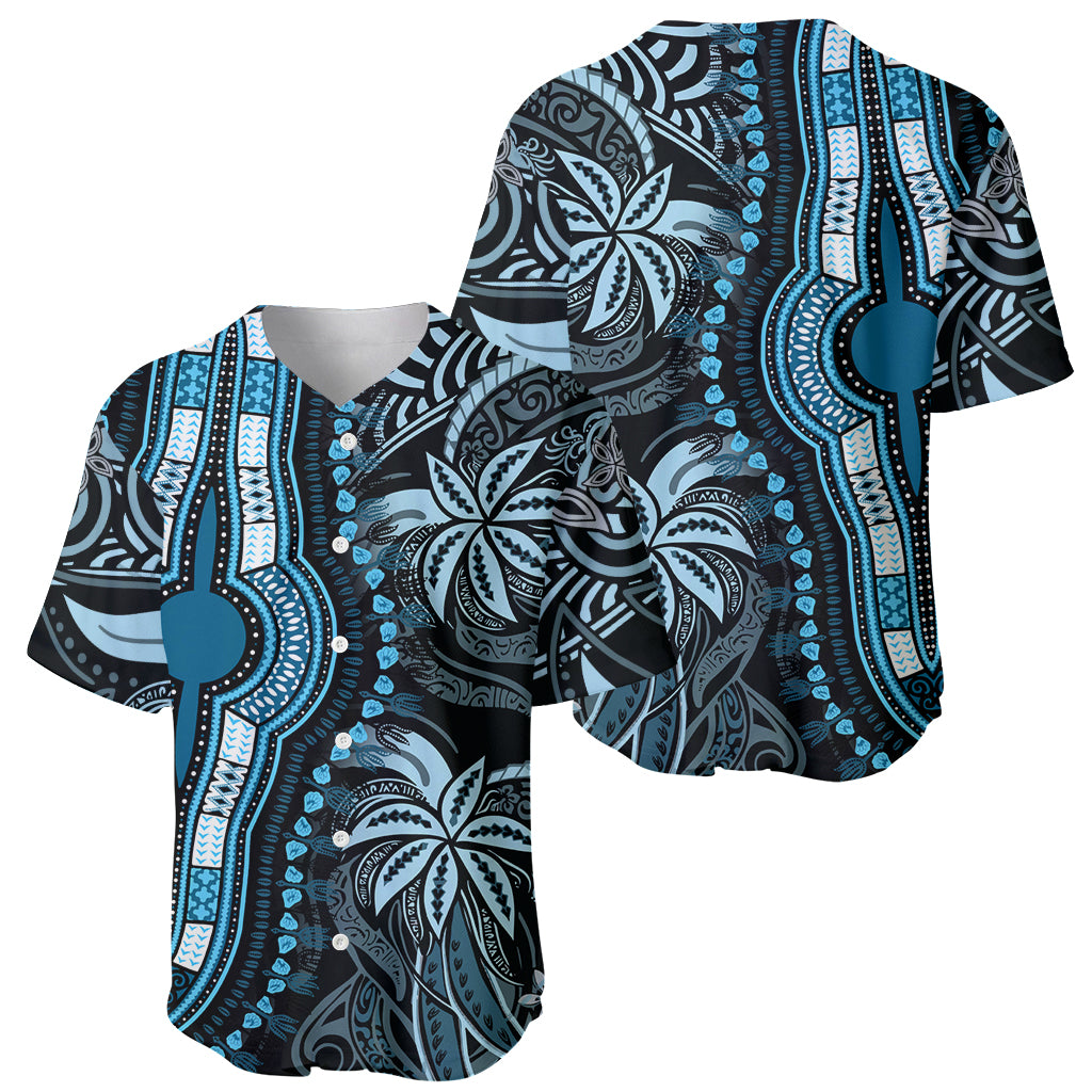 Polynesia Dashiki Baseball Jersey Polynesia and Africa Traditional Special Together Blue LT9 - Polynesian Pride