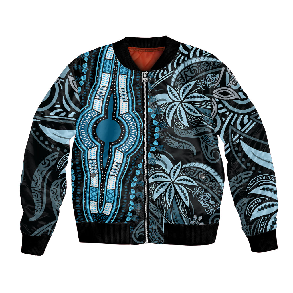 Polynesia Dashiki Bomber Jacket Polynesia and Africa Traditional Special Together Blue LT9 Unisex Blue - Polynesian Pride