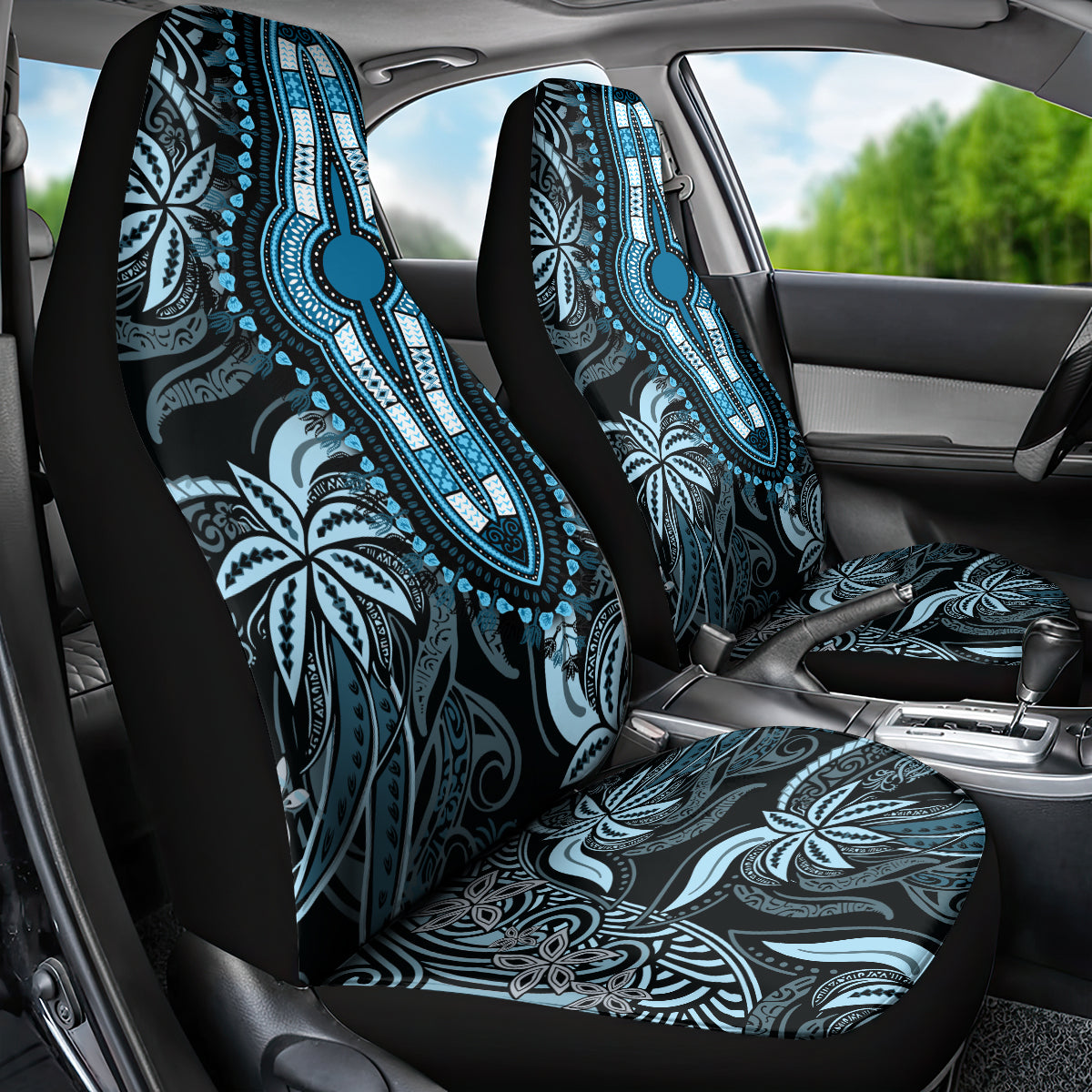 Polynesia Dashiki Car Seat Cover Polynesia and Africa Traditional Special Together Blue LT9 - Polynesian Pride