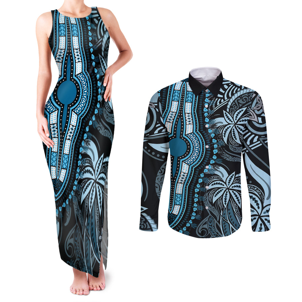 polynesia-dashiki-couples-matching-tank-maxi-dress-and-long-sleeve-button-shirts-polynesia-and-africa-traditional-special-together-blue