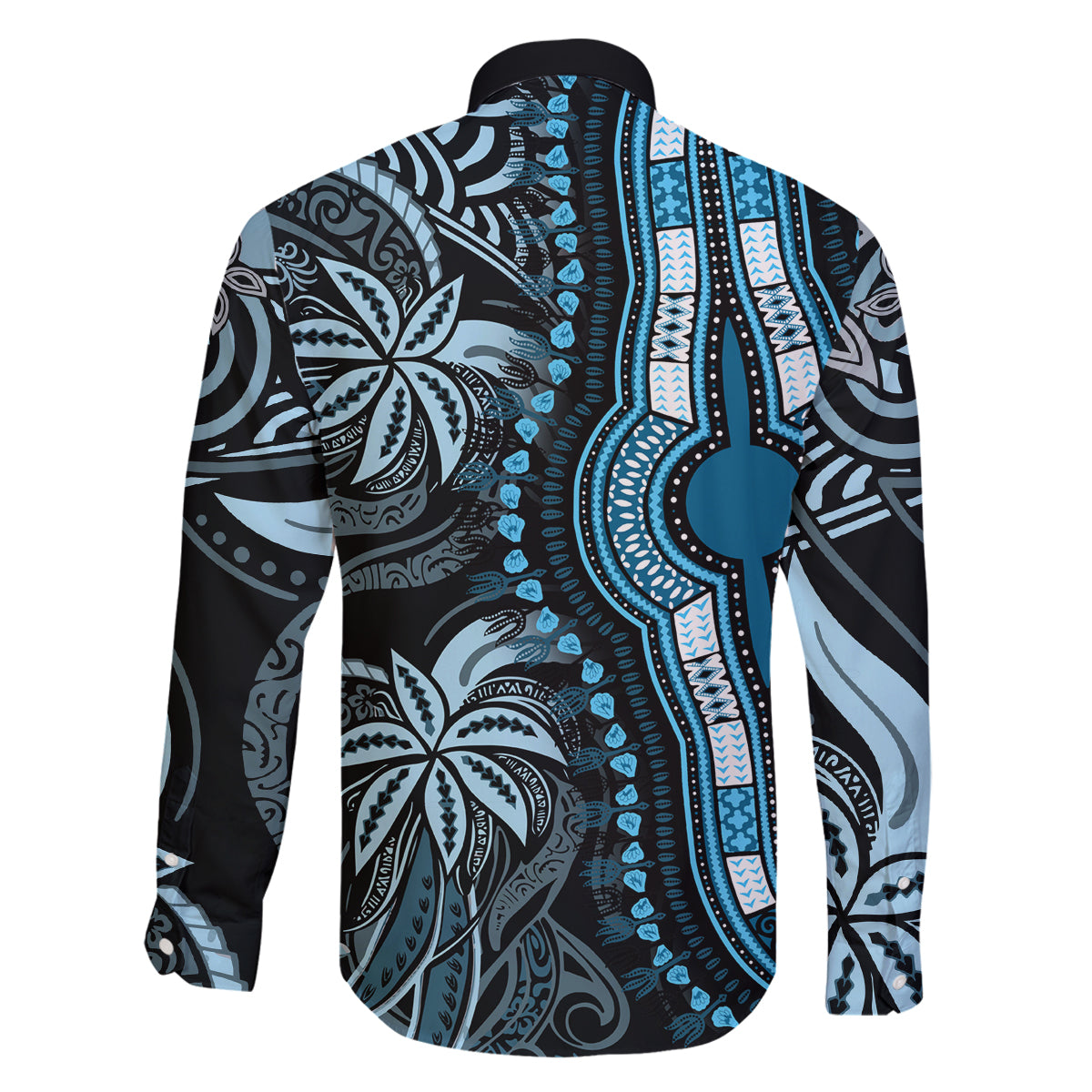 polynesia-dashiki-family-matching-summer-maxi-dress-and-hawaiian-shirt-polynesia-and-africa-traditional-special-together-blue