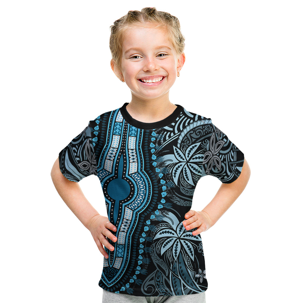 Polynesia Dashiki Kid T Shirt Polynesia and Africa Traditional Special Together Blue LT9 Blue - Polynesian Pride