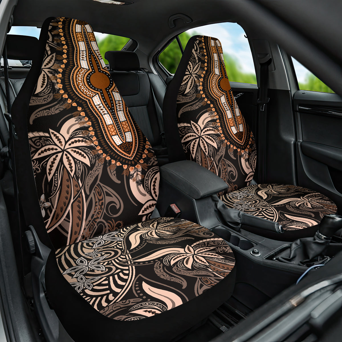 Polynesia Dashiki Car Seat Cover Polynesia and Africa Traditional Special Together Gold LT9 One Size Gold - Polynesian Pride