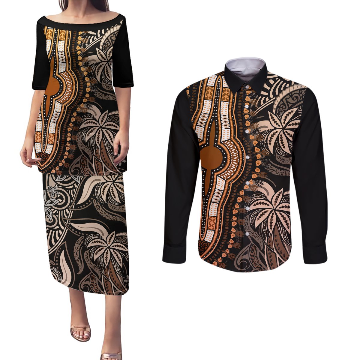 polynesia-dashiki-couples-matching-puletasi-dress-and-long-sleeve-button-shirts-polynesia-and-africa-traditional-special-together-gold