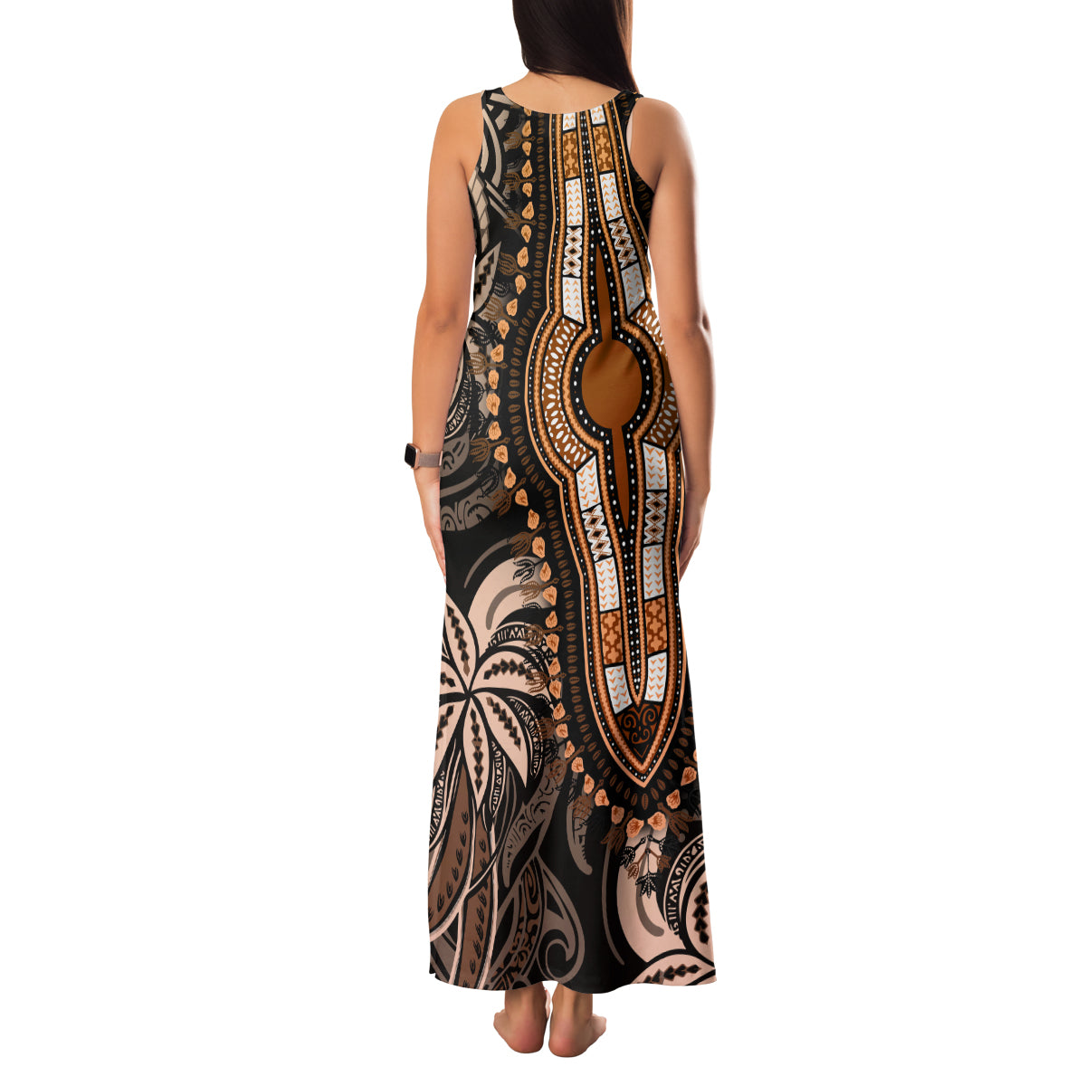 polynesia-dashiki-family-matching-tank-maxi-dress-and-hawaiian-shirt-polynesia-and-africa-traditional-special-together-gold