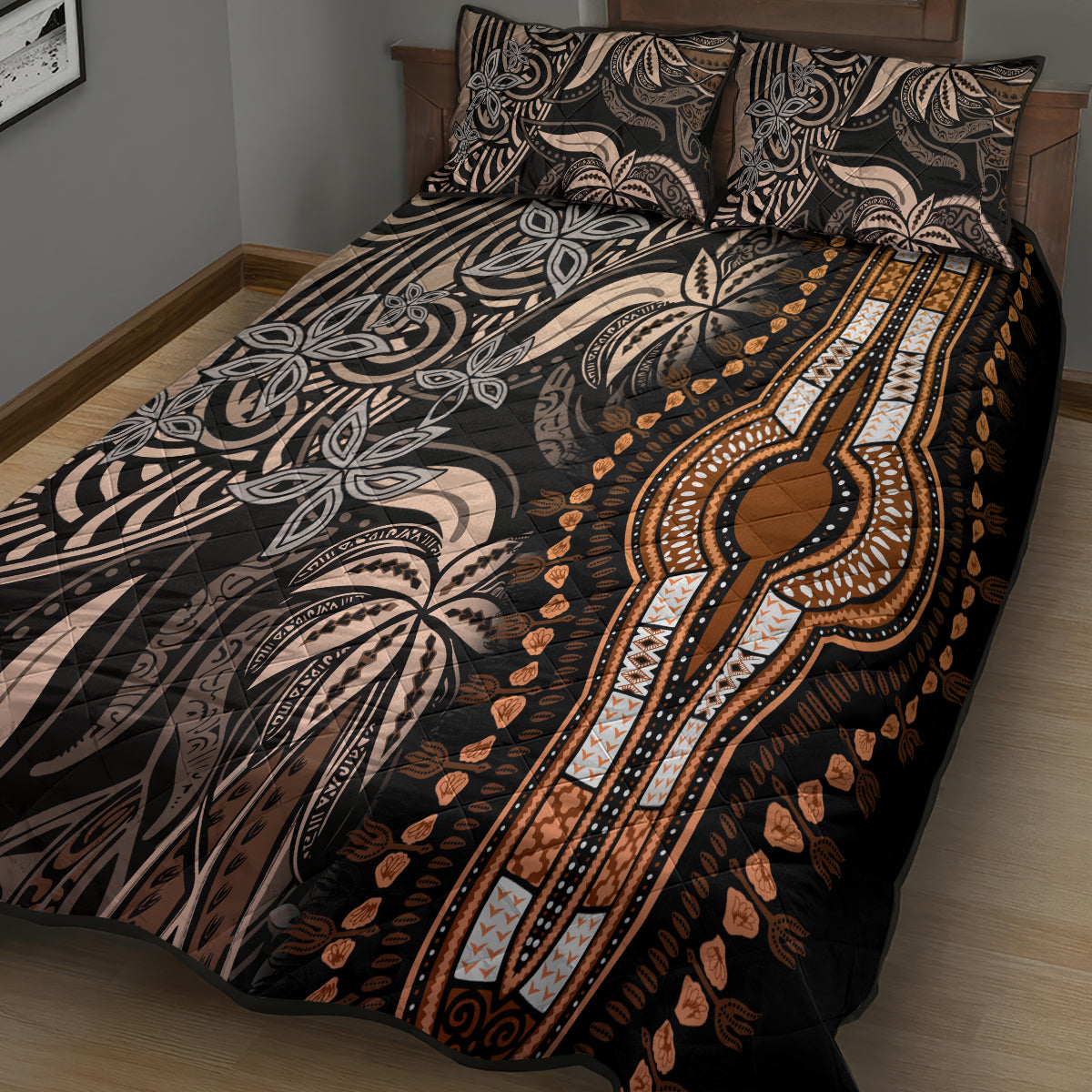 Polynesia Dashiki Quilt Bed Set Polynesia and Africa Traditional Special Together Gold LT9 - Polynesian Pride