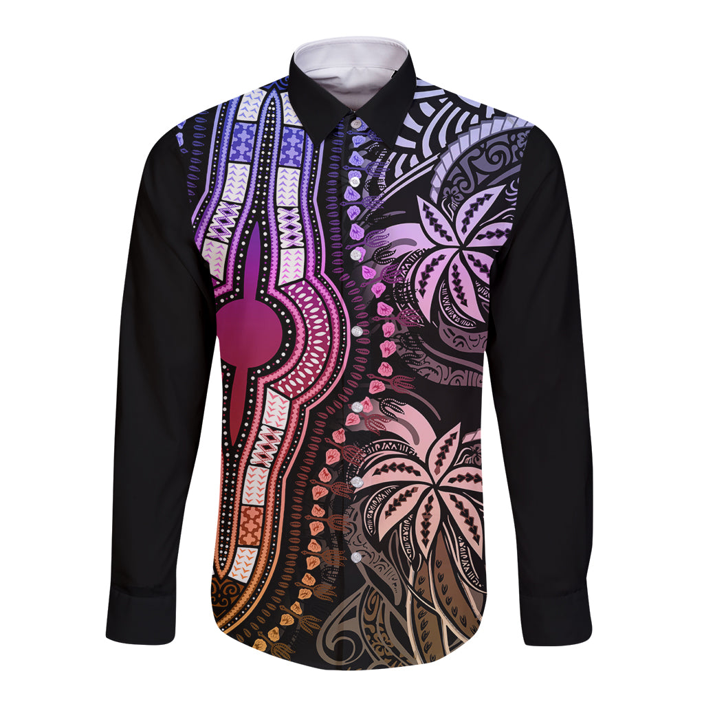Polynesia Dashiki Long Sleeve Button Shirt Polynesia and Africa Traditional Special Together Pastel LT9 Unisex Pastel - Polynesian Pride