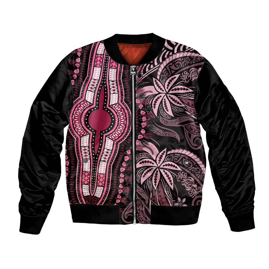 Polynesia Dashiki Bomber Jacket Polynesia and Africa Traditional Special Together Pink LT9 Unisex Pink - Polynesian Pride