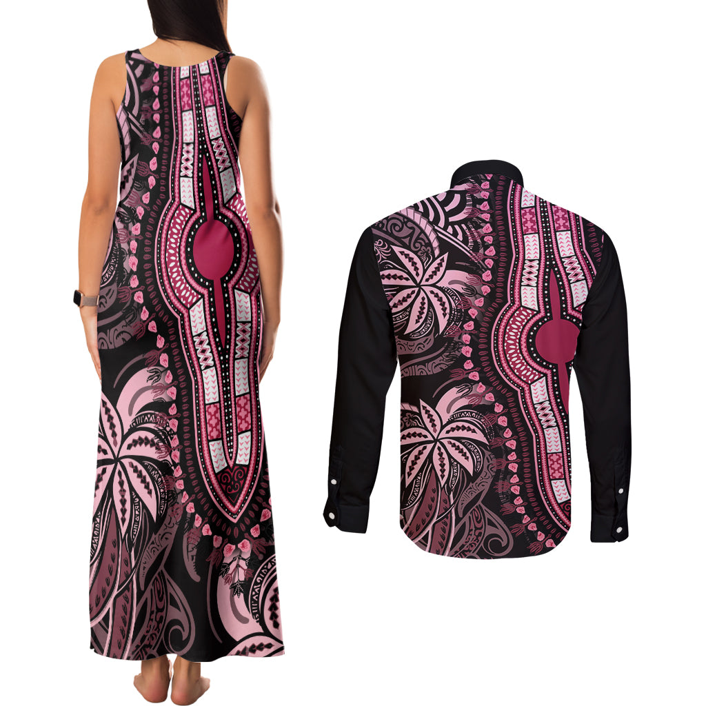 polynesia-dashiki-couples-matching-tank-maxi-dress-and-long-sleeve-button-shirts-polynesia-and-africa-traditional-special-together-pink