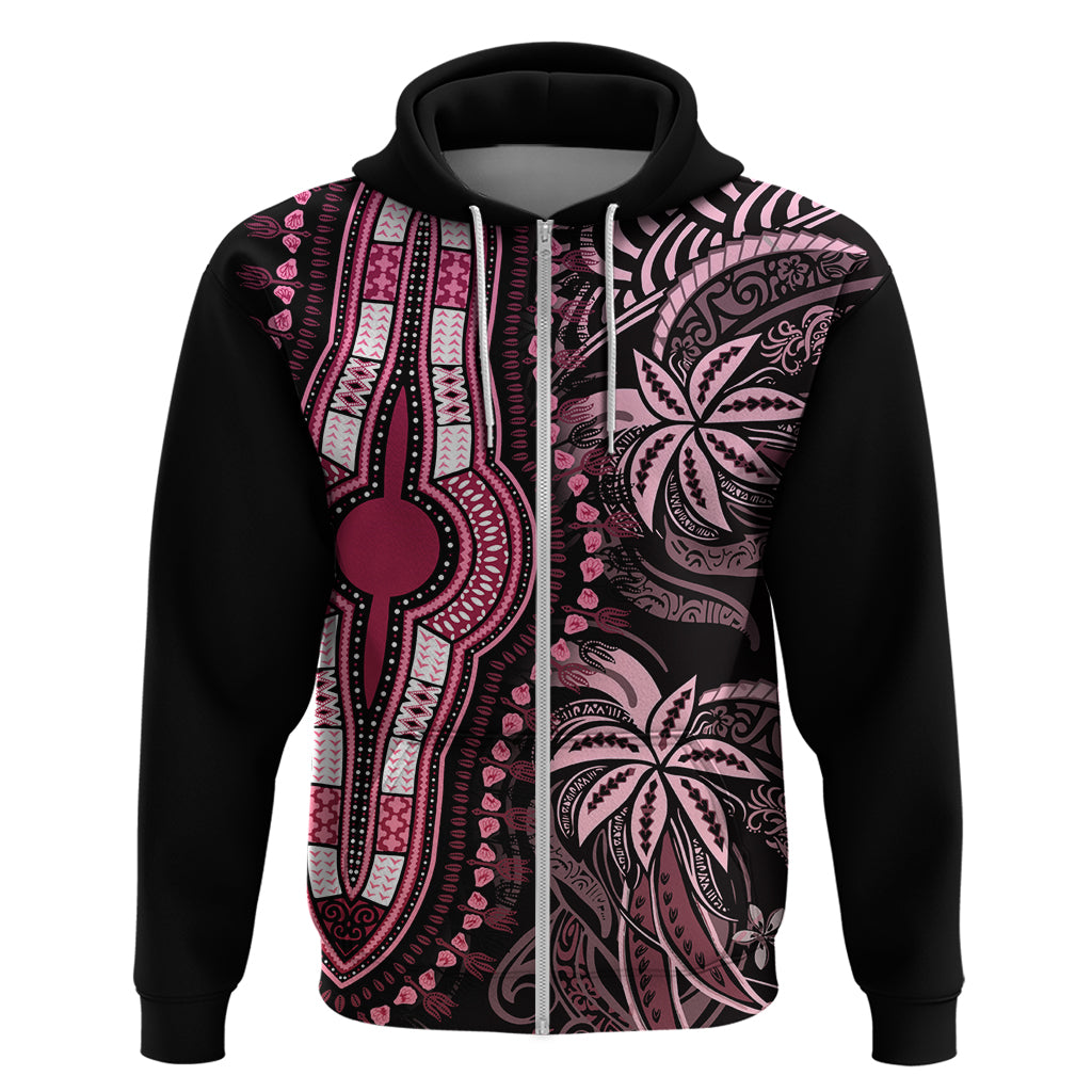 Polynesia Dashiki Hoodie Polynesia and Africa Traditional Special Together Pink LT9 - Polynesian Pride