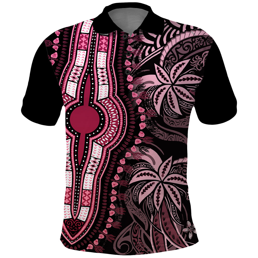 Polynesia Dashiki Polo Shirt Polynesia and Africa Traditional Special Together Pink LT9 Pink - Polynesian Pride