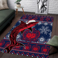 Samoa Manuia Le Kirisimasi Area Rug Samoan Fishing Tribal Pattern Christmas Vibe LT9 Red - Polynesian Pride
