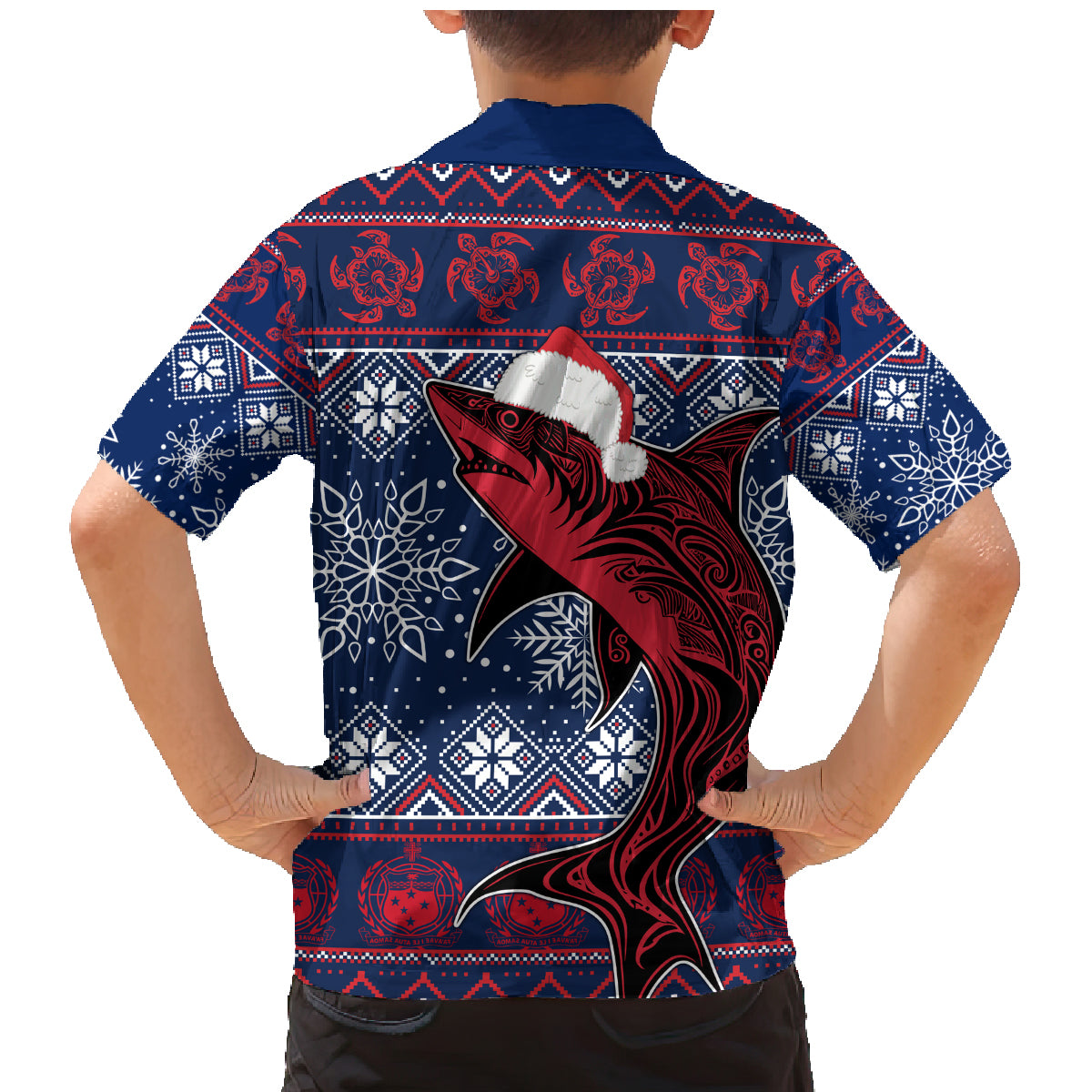 samoa-manuia-le-kirisimasi-family-matching-mermaid-dress-and-hawaiian-shirt-samoan-fishing-tribal-pattern-christmas-vibe