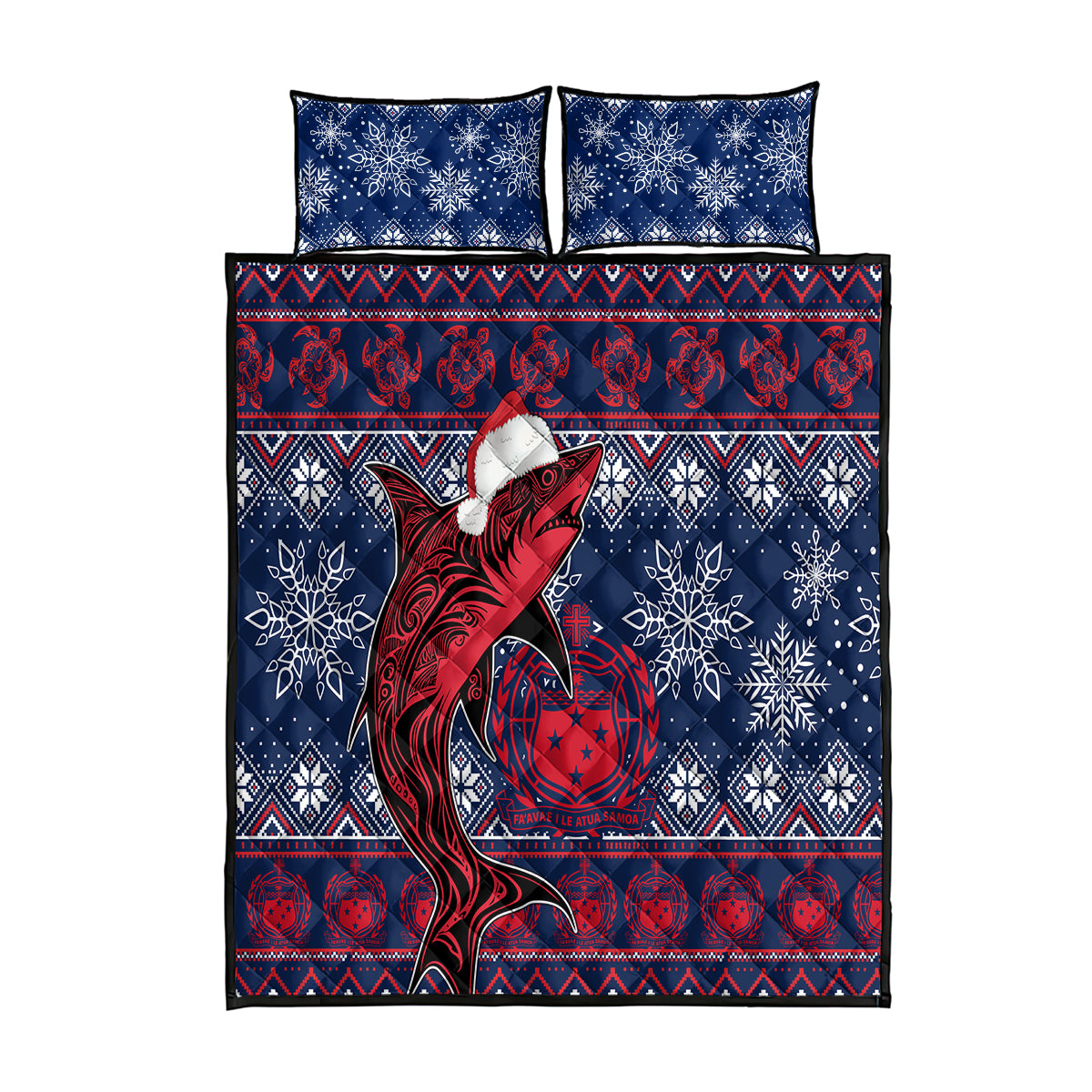 Samoa Manuia Le Kirisimasi Quilt Bed Set Samoan Fishing Tribal Pattern Christmas Vibe LT9 Red - Polynesian Pride