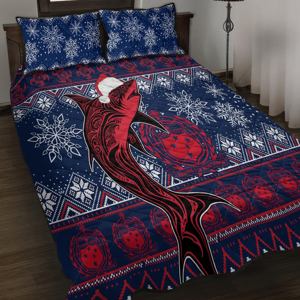 Samoa Manuia Le Kirisimasi Quilt Bed Set Samoan Fishing Tribal Pattern Christmas Vibe LT9 - Polynesian Pride