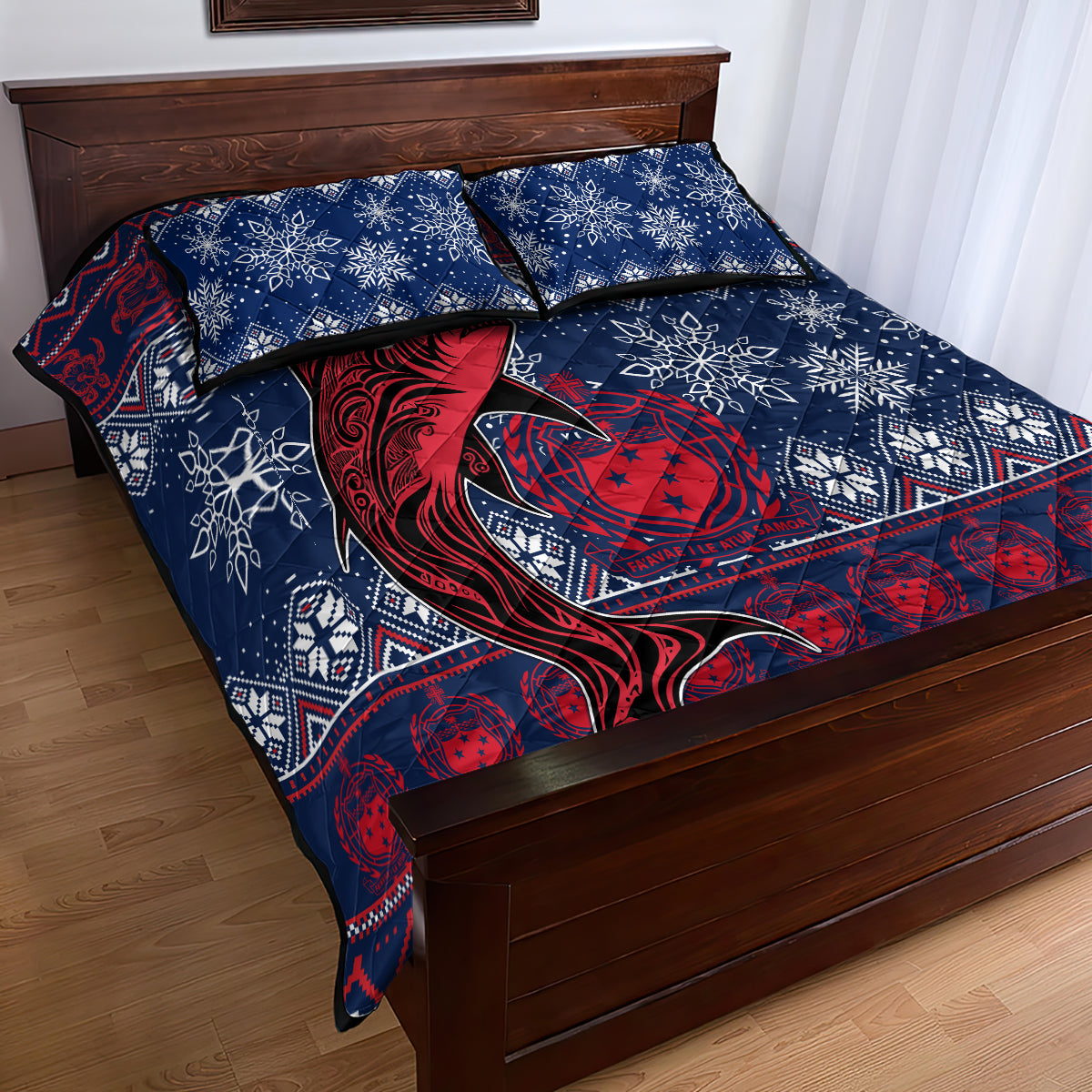 Samoa Manuia Le Kirisimasi Quilt Bed Set Samoan Fishing Tribal Pattern Christmas Vibe LT9 - Polynesian Pride