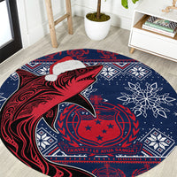 Samoa Manuia Le Kirisimasi Round Carpet Samoan Fishing Tribal Pattern Christmas Vibe LT9 Red - Polynesian Pride
