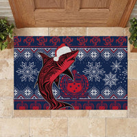 Samoa Manuia Le Kirisimasi Rubber Doormat Samoan Fishing Tribal Pattern Christmas Vibe LT9 - Polynesian Pride
