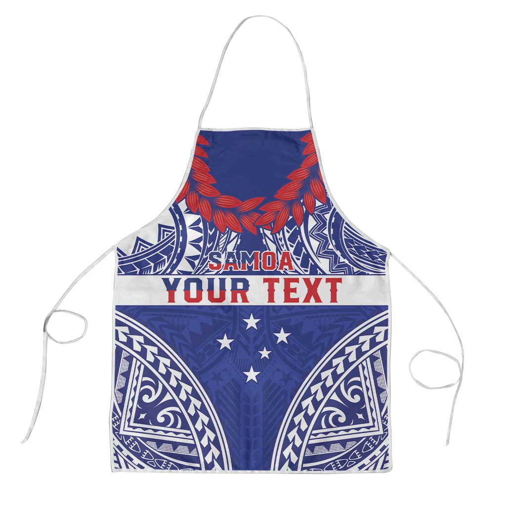 Personalised Toa Samoa Rugby Spirit Apron Blue Samoan Tribal Pattern - Polynesian Pride