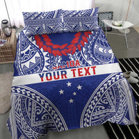 Personalised Toa Samoa Rugby Spirit Bedding Set Blue Samoan Tribal Pattern - Polynesian Pride