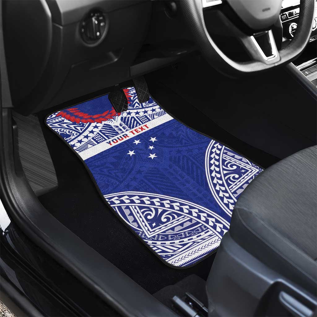 Personalised Toa Samoa Rugby Spirit Car Mats Blue Samoan Tribal Pattern - Polynesian Pride