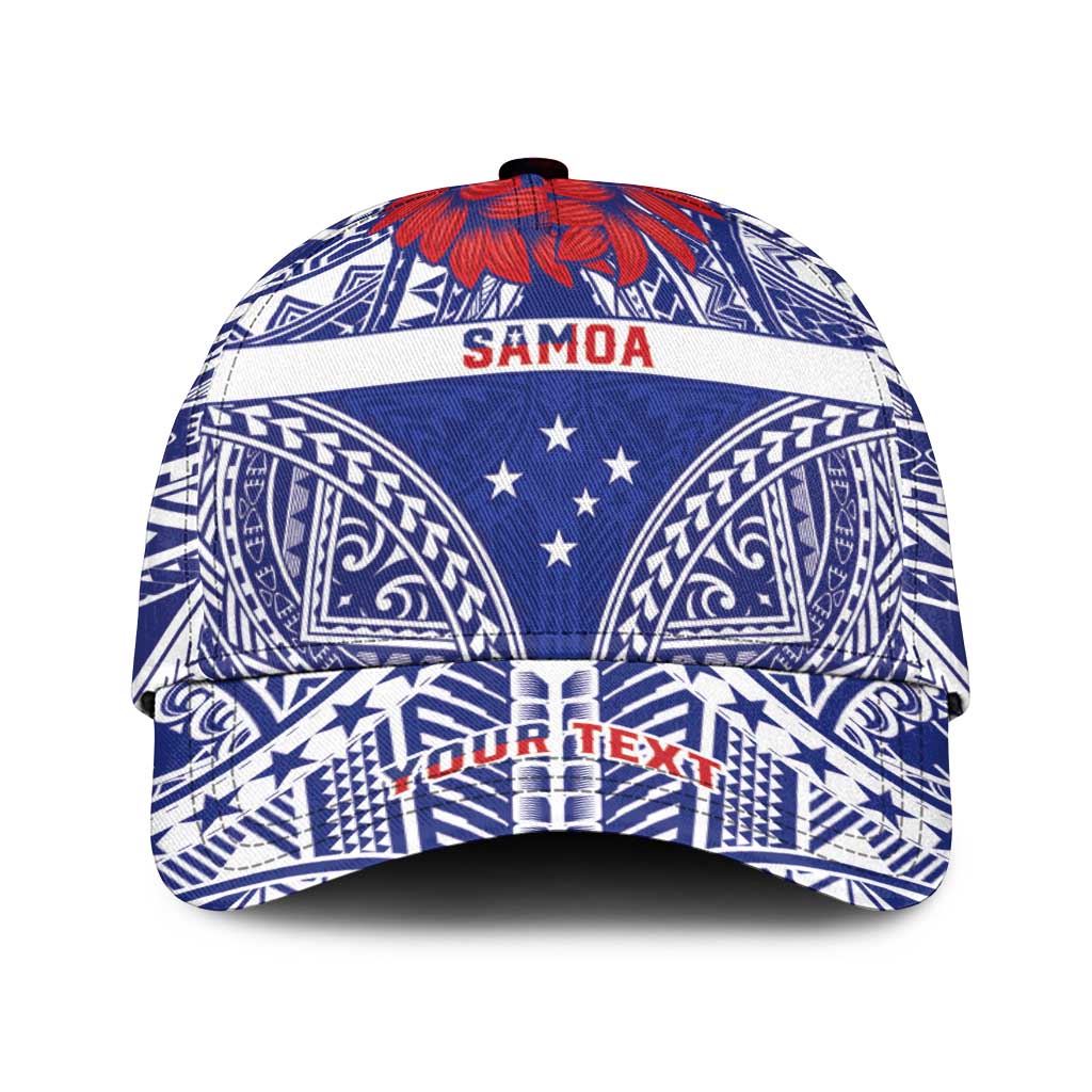 Personalised Toa Samoa Rugby Spirit Classic Cap Blue Samoan Tribal Pattern - Polynesian Pride
