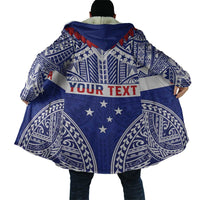 Personalised Toa Samoa Rugby Spirit Cloak Blue Samoan Tribal Pattern - Polynesian Pride