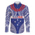 Personalised Toa Samoa Rugby Spirit Family Matching Long Sleeve Bodycon Dress and Hawaiian Shirt Blue Samoan Tribal Pattern - Polynesian Pride