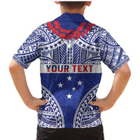 Personalised Toa Samoa Rugby Spirit Family Matching Mermaid Dress and Hawaiian Shirt Blue Samoan Tribal Pattern - Polynesian Pride