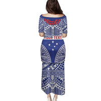 Personalised Toa Samoa Rugby Spirit Family Matching Puletasi and Hawaiian Shirt Blue Samoan Tribal Pattern - Polynesian Pride